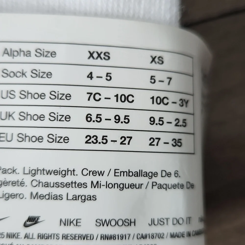 Nike Lightweight White Crew Socks - 4 Pair